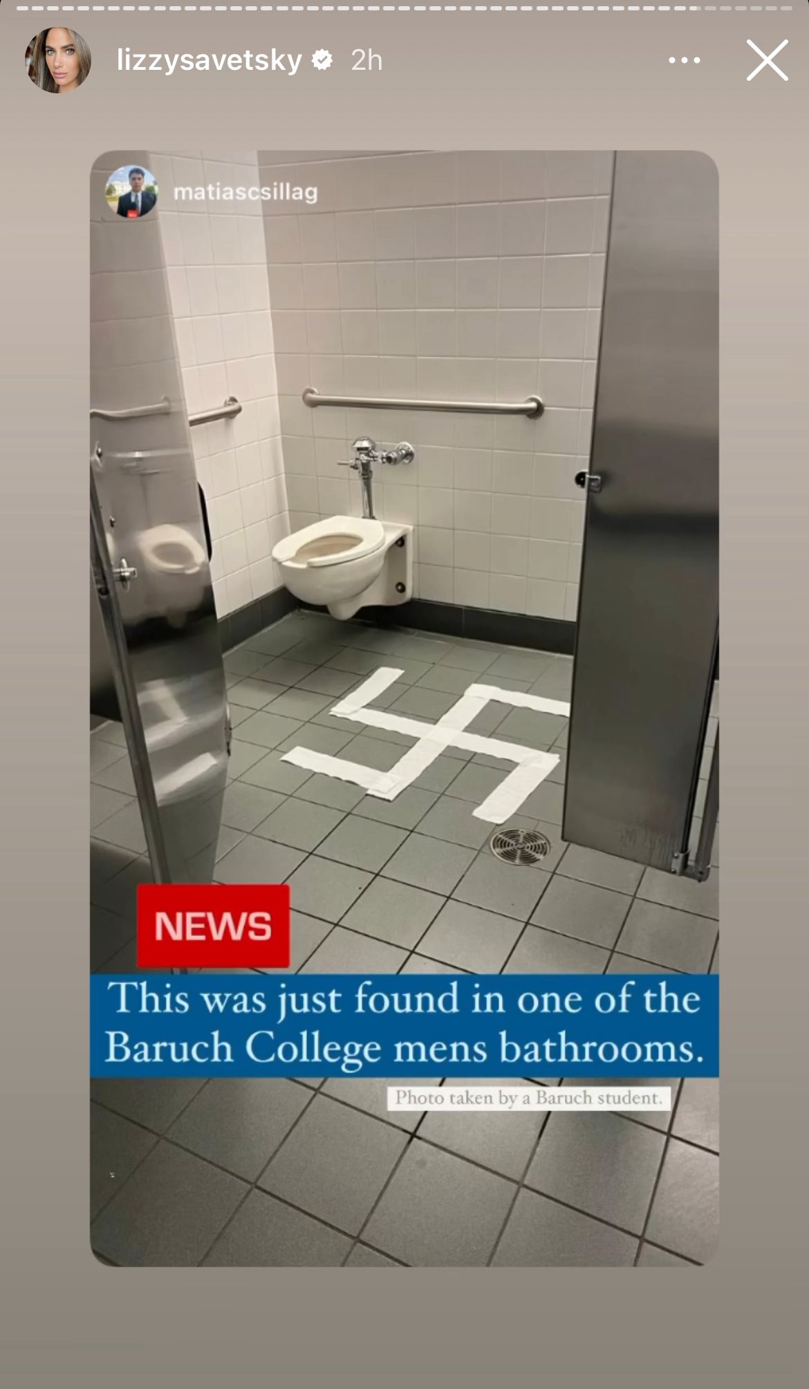 Baruch College swastika in bathroom
