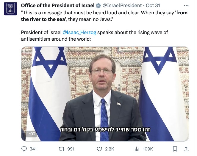 President Herzog's tweet