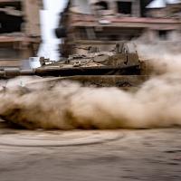 Israeli tank and dust IDF photo