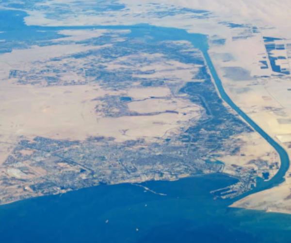 Aerial view of the Suez Canal