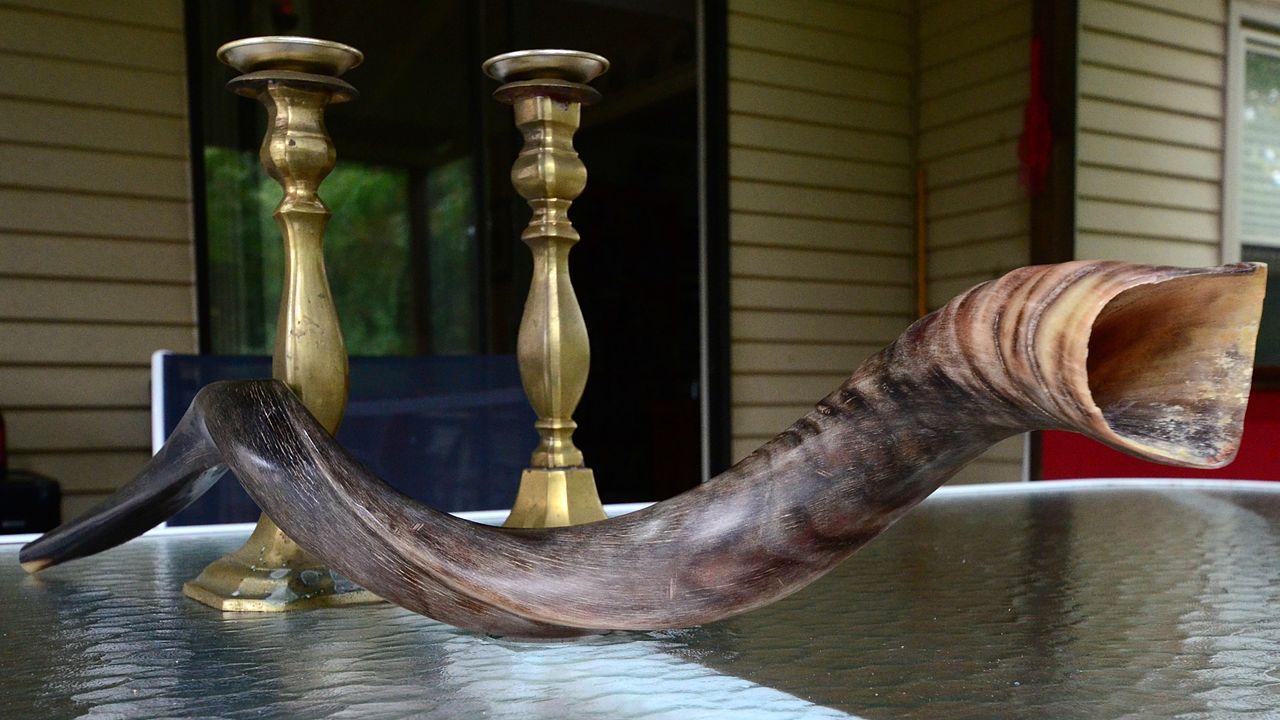 Shofar and candlesticks