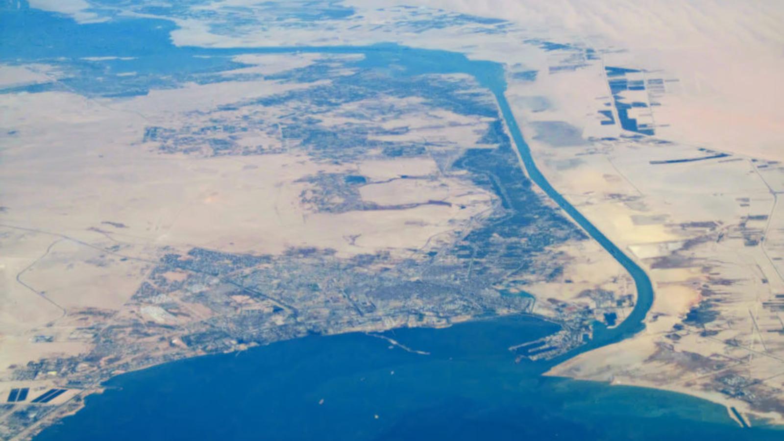 Aerial view of the Suez Canal