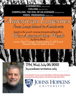 Special Event: Edwin Black on Eugenics from Long Island to Auschwitz at JHU Bioethics