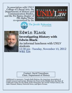 Investigating History with Edwin Black for UNLV Students